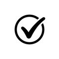 Approval check icon isolated, quality sign, black tick Ã¢â¬â vector